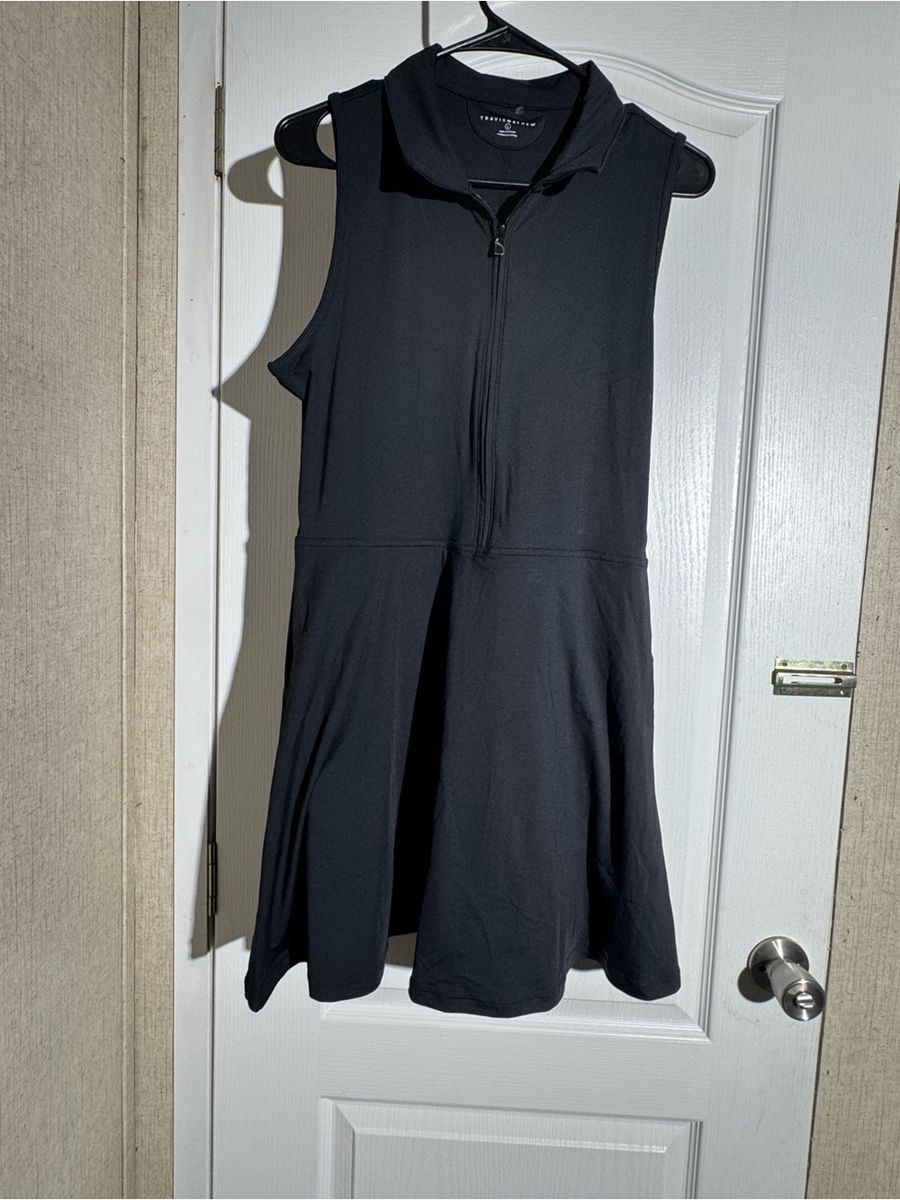 Travis Mathew Black Sleeveless Zip-Front Polo Midi Dress